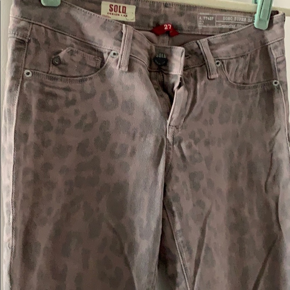 Jeans, muted cheetah print, size 27,